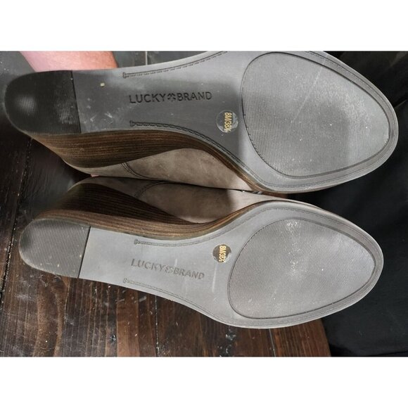 Lucky Brand Shijo Gray Suede Wedge Booties Size 8M - Picture 8 of 9